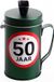 Shoppartners Spaarpot - 50 jaar geworden thema - verjaardag cadeau - Blik met sticker van 9 cm - blik in groen