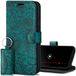 SURAZO Premium Hoes voor mobiele telefoon voor Xiaomi 13 Ultra 5G, klaphoesje van echt leer met magneet, kaartenvak, RFID-bescherming, bloemenpatroon, portemonneehoes, leren hoes (turquoise)