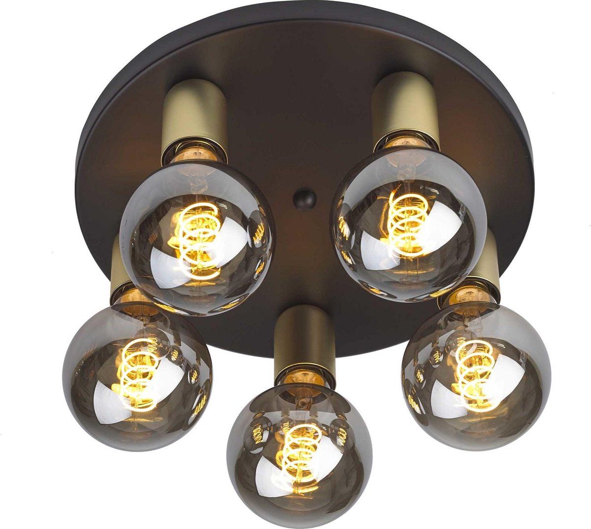 Ylumen Basiq Plafondlamp - 5 Lichts - Ø 30 cm - Zwart/Goud - Excl. E27