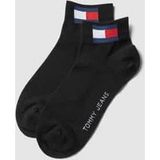 Tommy Hilfiger Unisex Tommy Jeans 2P Quartersokken Flag Logo Zwart