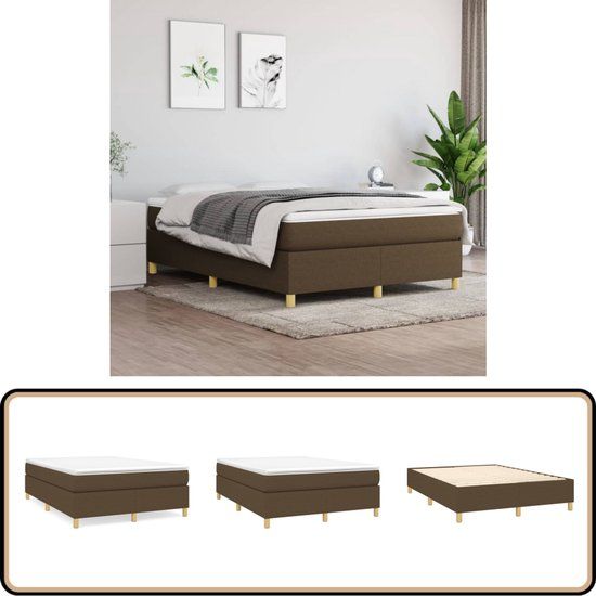 vidaXL Boxspring met matras stof donkerbruin 140x200 cm