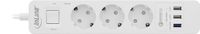 Multiprise InLine - 3 prises de terre - Protection contre les surtensions et USB QuickCharge - Interrupteur - 1,5 m - Blanc