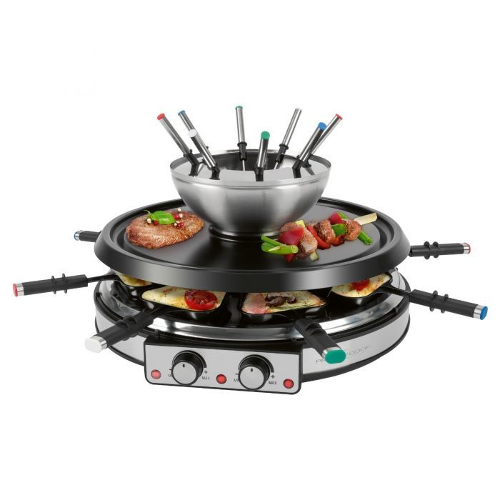 ProfiCook RG/FD 1245 Raclette- Fonduecombinatie - 8 personen - Zilver/Zwart