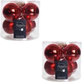 Decoris Kerstballen - 12x - rood - D8 cm - glas - glans en mat