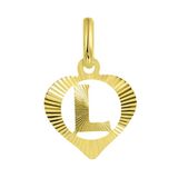 Lucardi Dames alfabet hanger hart - Letter L - 9 Karaat Geelgoud