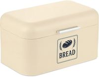 Merkloos Relaxdays Broodtrommel met deksel en handvat, metaal, beige, 16,5x30x19 cm