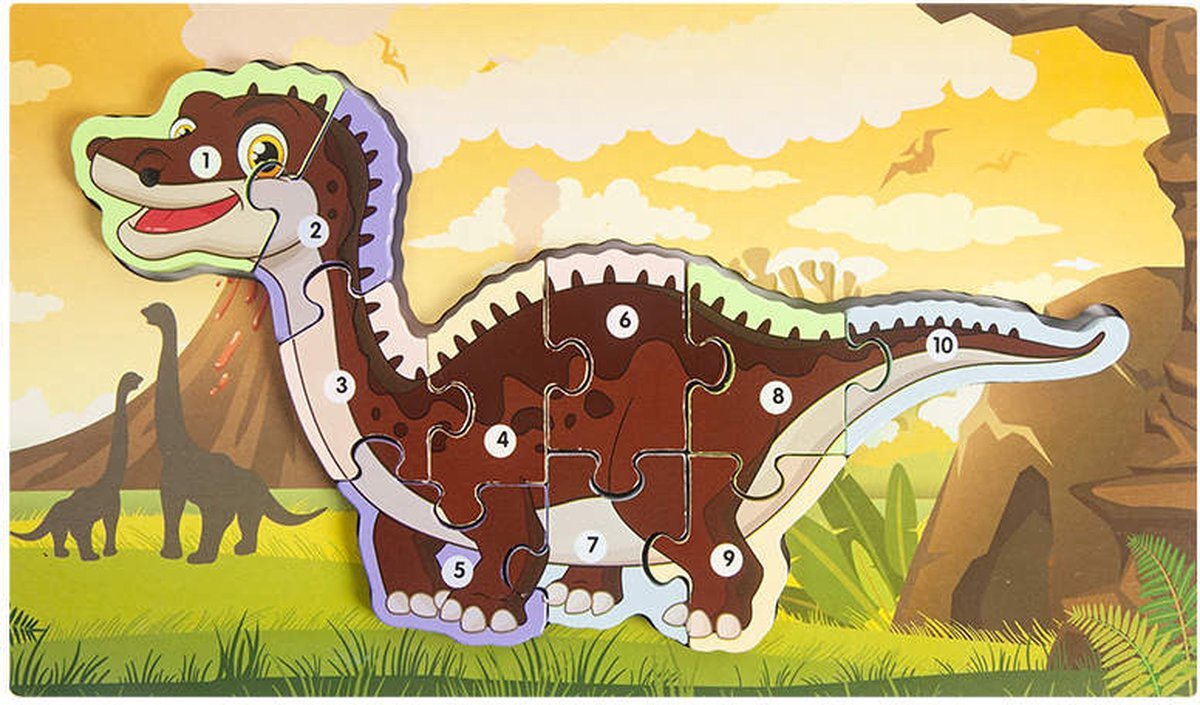 Melloniki Houten Dinosaurus Puzzel - Antarctosaurus