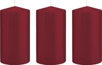 Trend Candles Bougie cylindrique/bougie pilier - 3x - bordeaux - 8 x 15 cm - 69 heures de combustion