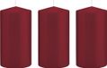 Trend Candles Bougie cylindrique/bougie pilier - 3x - bordeaux - 8 x 15 cm - 69 heures de combustion