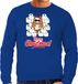 Bellatio Decorations Shoppartners Bv Foute Kerst sweater / Kerst trui met hamsterende kat Merry Christmas blauw voor heren - XL