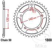 JT Sprockets JTR1800.44 44T stalen achtertandwiel