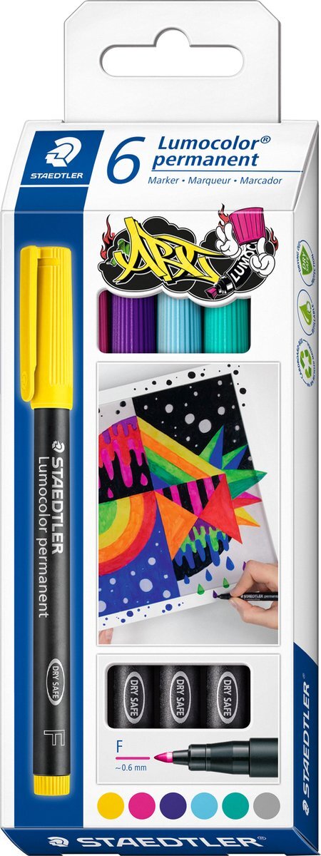 Staedtler Lumocolor permanent pen F 318 - Etui met 6 kleuren