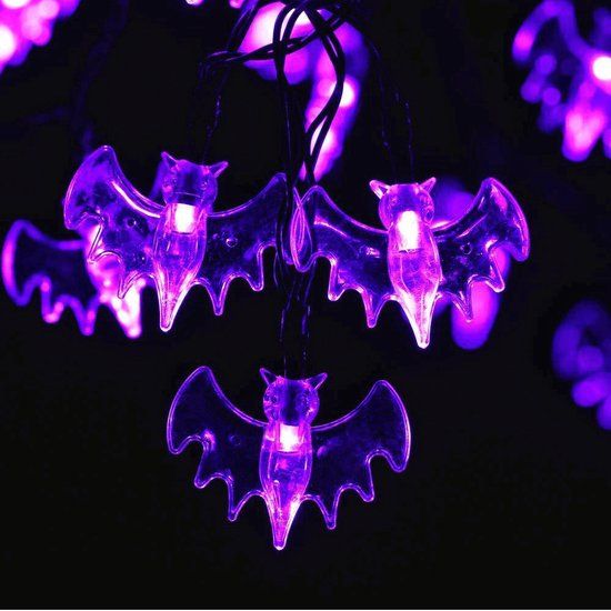 RexTech Halloween Solar Lichtsnoer Vleermuis - Paarse LED - 50 Lampjes - Zonne-energie