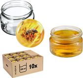 KADAX Kleine inmaakpotten, 250 ml, jampotten met deksel, luchtdichte potten om cadeau te geven, mini-potten voor honing en specerijen (10 stuks, bijen)