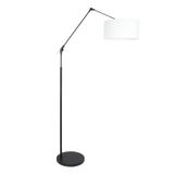 Steinhauer Zwarte Vloerlamp / Booglamp Prestige Chic 8114ZW met Wit Grof Linnen Kap