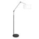 Steinhauer Zwarte Vloerlamp / Booglamp Prestige Chic 8114ZW met Wit Grof Linnen Kap