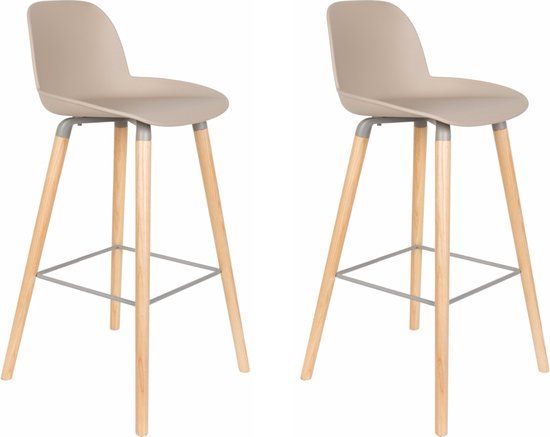 Zuiver Albert Kuip Barkruk - 75 cm - Taupe - Set van 2