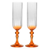 KROSNO Champagne glazen Set van 2, 220 ml, Oranje steel, Collectie Bubble