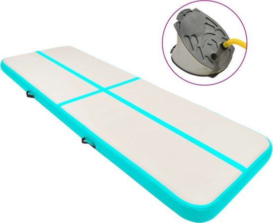 vidaXL Gymnastiekmat met pomp opblaasbaar 300x100x15 cm PVC groen