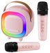 Merkloos Karaoke set kinderen karaokemachine - Bluetooth - 2 draadloze microfoons - Roze - Draagbaar met LED-verlichting