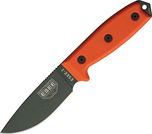 ESEE Model 3 Standard Edge - Outdoor Knife - 9.52cm Blade - Orange G-10 Handle