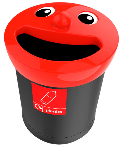 Vepa Bins Smiley face afvalbak, 52 liter, zwart/rood, VB 719457