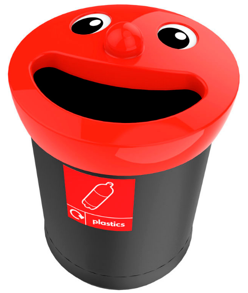 Vepa Bins Smiley face afvalbak - 52 liter - zwart/rood - VB 719457