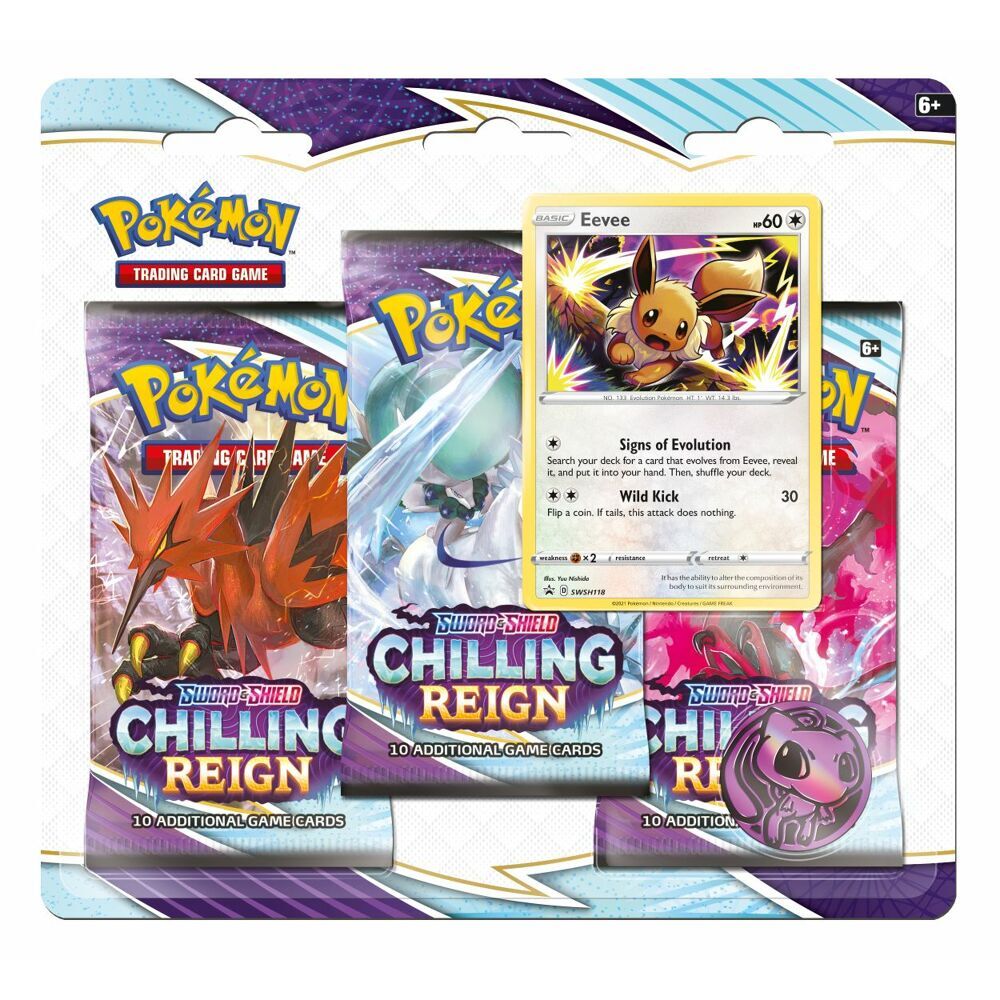 Asmodee Eevee 3 Pack - Chilling Reign - Pokémon TCG Sword & Shield