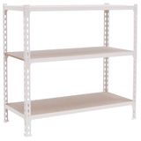 Simon Rack Metalen stelling 900x900x400 mm - Maderclick | 3 niveaus, Houten legbord, 150 kg buigbelasting, Corrosiewerende coating, Montage met kliksysteem, Wit