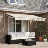 Maison Exclusive - Parasol manuel, 3,5 x 2,5 mètres, rayé gris clair et blanc