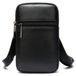 Sac bandoulière en cuir pour hommes, noir - Pochette pour téléphone, modèle bandoulière