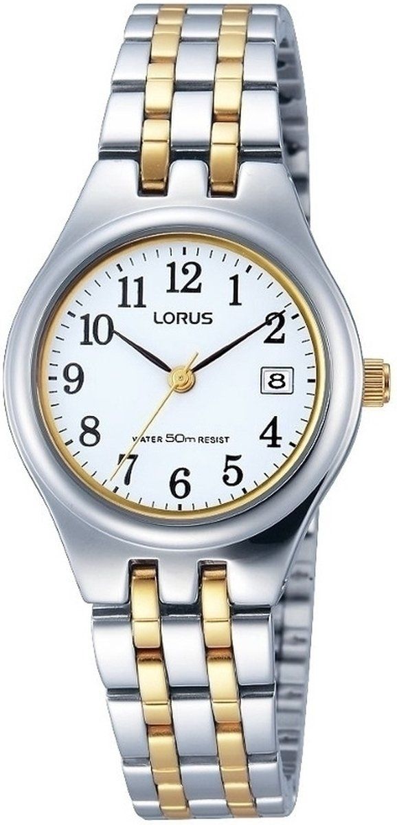 Lorus RH787AX9 dames horloge - zilver en goud - edelstaal - analoog - staal - wit - datum