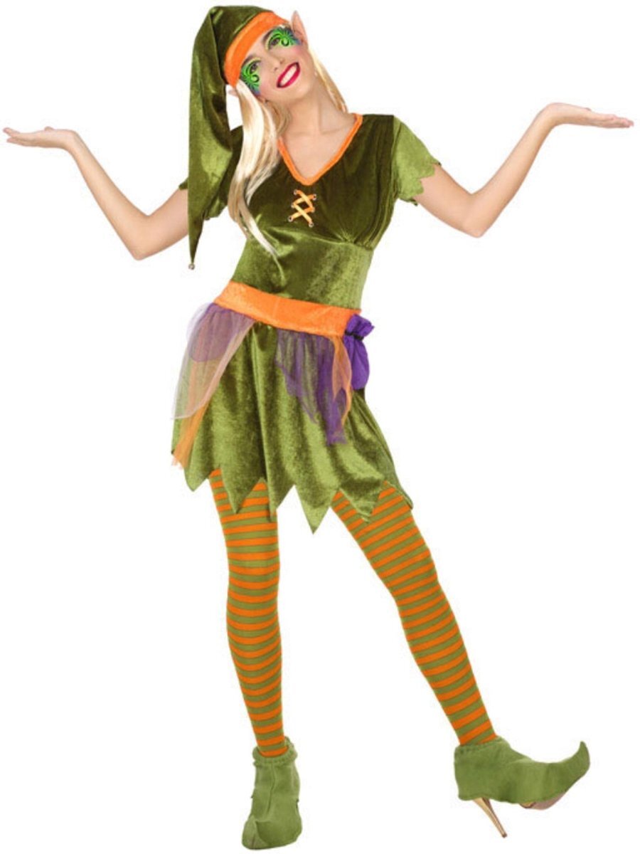 Atosa 56495 COSTUME GOBLIN XL, dames, groen/oranje