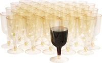 Matana – 50 Plastic Wijnglazen, 150ml – Met Gouden Glitter – Herbruikbaar, Elegant & Stevig – Voor Bruiloften, Verjaardagen & Kerstmis