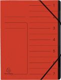 Exacompta 10x Sorteermap met vaste rug - elastosluiting - zwarte binnenafwerking - 7 vakken - A4 - Rood - 540705E