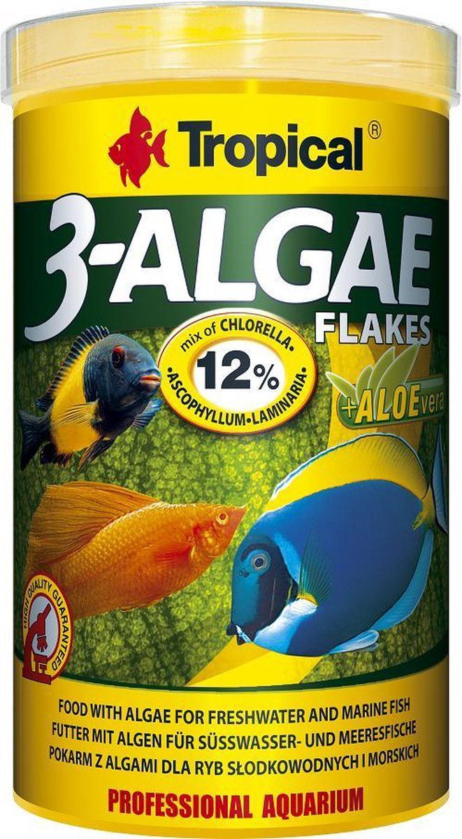 Tropical 3 Algen Vlokvoer | 1 Liter | Aquarium Visvoer | Vlokvoer