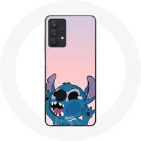 Maniacase Samsung Galaxy A32 5G Stitch Neus in de lucht roze achtergrond