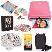 Kodak Step Instant Photo Printer met Bluetooth/NFC, 5,1 x 7,6 cm ZINK-fotopapier (Roze) Bundel: Etui, 20 Pack Zink-papier, Album, Stickers, Markers