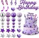 Discoballen Set van 32 Taartdecoratie Paarse Taarttopper Ballenset
