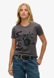 Superdry Band Merch Aansluitend T-shirt Dames Rock Dark Grey Katoen UK14-EU42