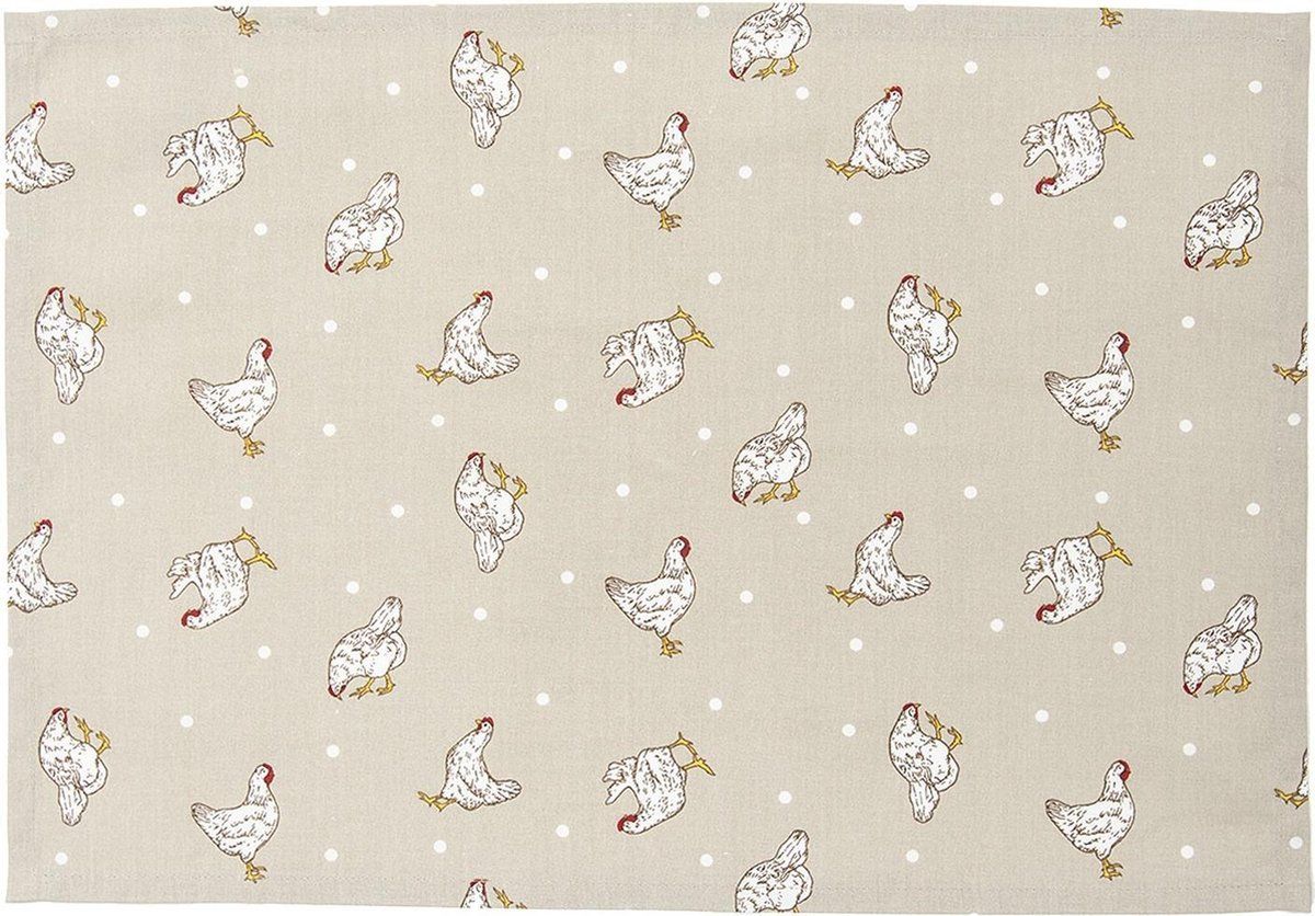 Clayre & Eef Placemats (set v 6) 48*33 cm Beige Katoen Kip Rechthoek Tafelmat