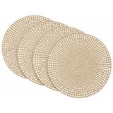 Merkloos / Sans marque Placemat - mat goud - rond - 4x stuks - 40 cm - kunststof - onderlegger - Tafeldecoratie