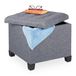 Relaxdays Opbergpoef - Hocker Woonkamer - Voetenbank - Vierkant - Grijs/Zwart
