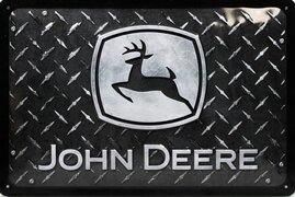 Posters.nl Wandbord - John Deere Diamond Plate Black - 20x30cm