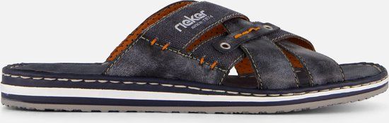 Rieker Serbia Slippers - Blauw Leer - Maat 41 - Heren