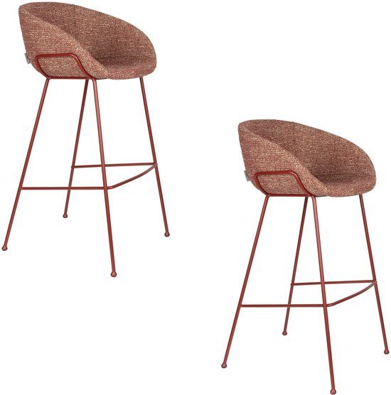 Zuiver Feston Barkrukken 75 cm Terra/Rood - Set van 2