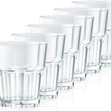 Kerafactum 6 onbreekbare glazen bekers, duurzame waterglazen van stevig kunststof, sapwater, whisky, glas, partybeker, whiskybeker, drinkbekers, set in echte glaslook, stapelbaar, BPA-vrij