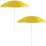 Merkloos Strand/tuin parasol verstelbaar - Geel - Nylon - 200 cm - UV bescherming