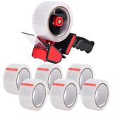 Zuvo Heavy Duty tapepistool en dispenser met 6 doorzichtige verpakkingstapes. Transparante verpakkingstape 48 cm x 66 m met metalen tapepistooldispenser voor het verplaatsen van dozen, magazijn of
