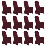 vidaXL Housse de chaise stretch 12 pièces bordeaux